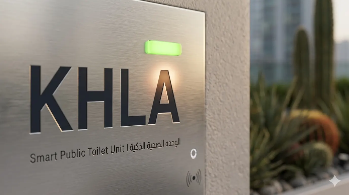 KHLA tap-to-enter signage panel with NFC reader